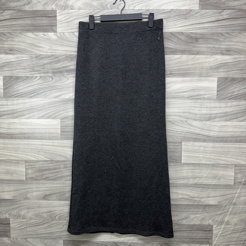 Universal Thread Midi Skirt Women's Medium Gray Knitted Back Slit Casual Pull On